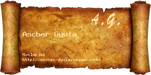 Ascher Gyula névjegykártya